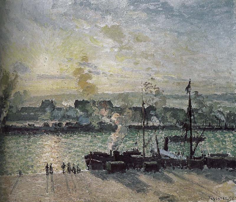 Camille Pissarro sunset port Norge oil painting art